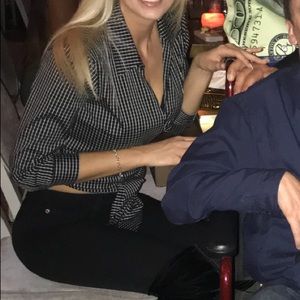 Michael Kors Black & White Plaid Blouse